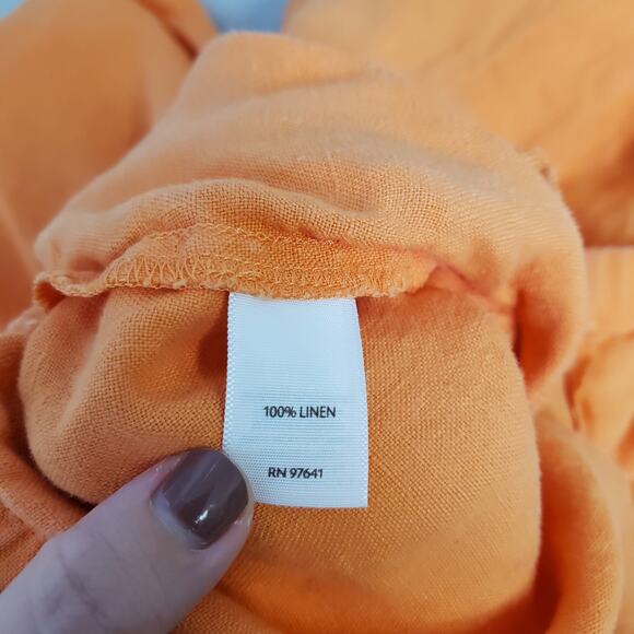 J. Jill Womens Pants Size Medium Petite Linen Wide Leg Ankle Cropped Orange - Picture 6 of 11